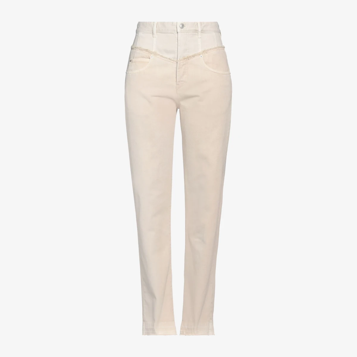 Isabel Marant High-Waist Frayed Yoke Jeans in Ecru