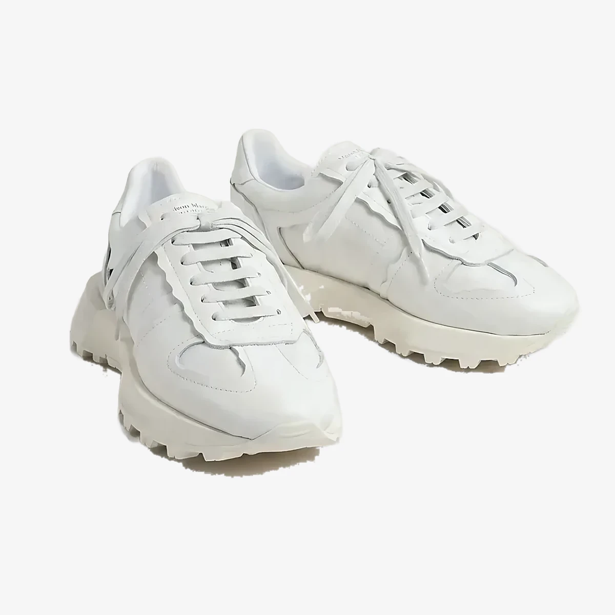 Maison Margiela MM22 Solid-Color Leather Low-Top Sneakers in White