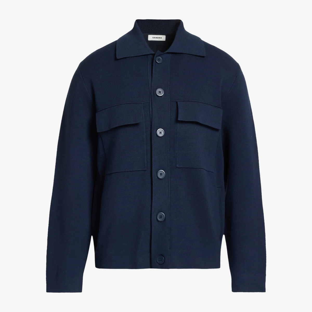 Sandro Knit Overshirt Cardigan in Navy