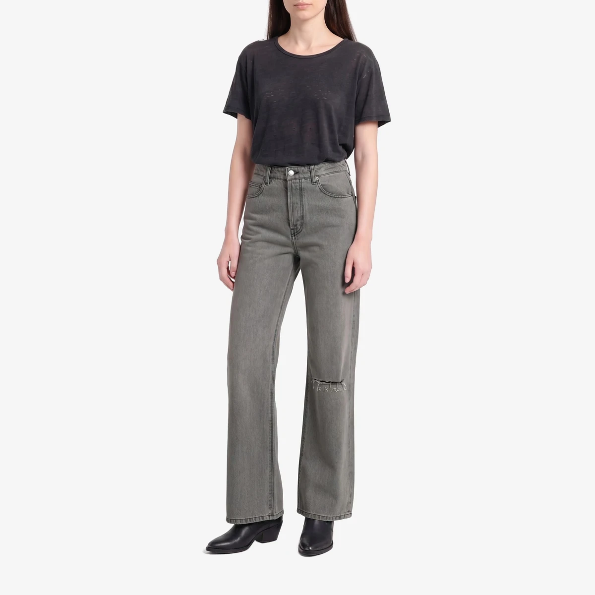 Distressed Straight-Leg Jeans вид 2
