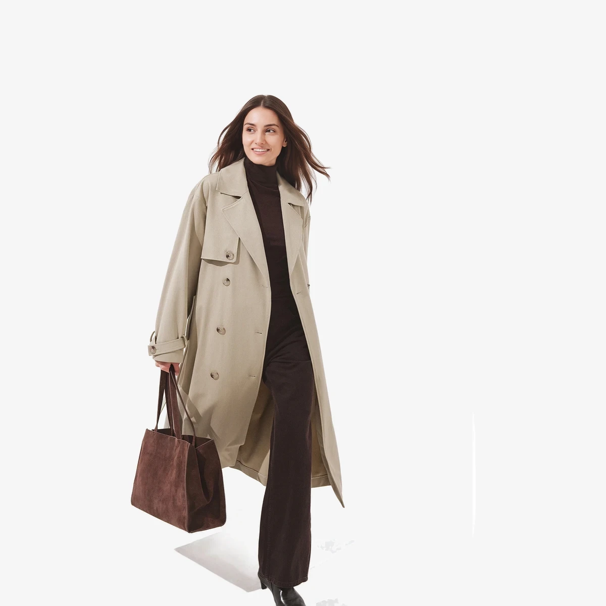 NA-KD Oversized Belted Trench Coat in Beige