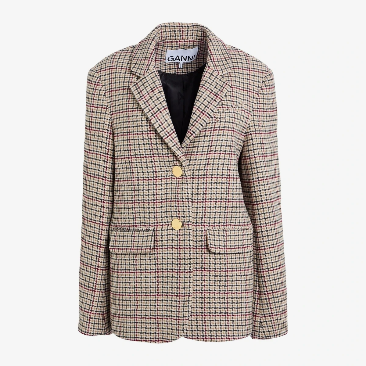GANNI Checked Flannel Blazer — Бежевый