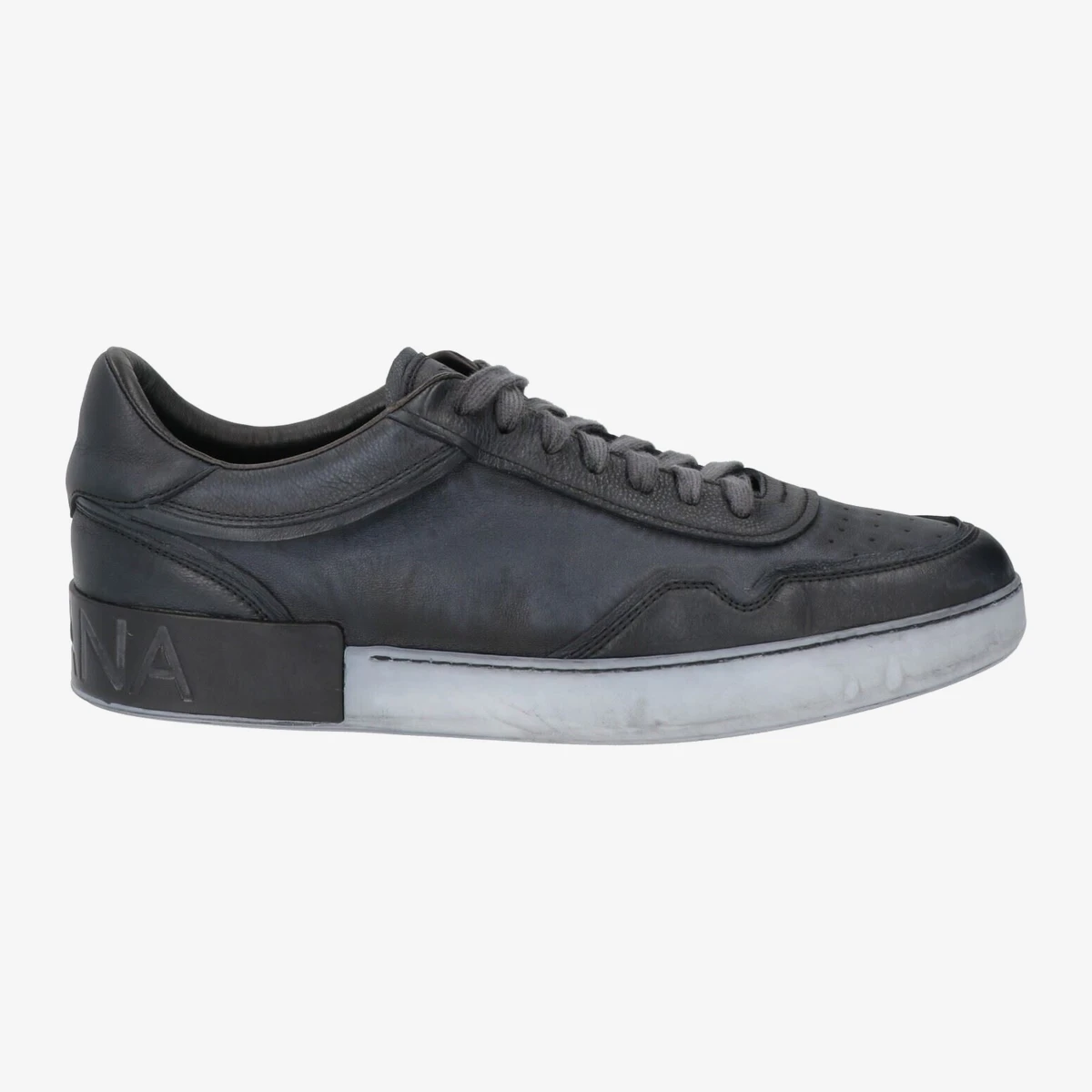 Dolce&Gabbana Vintage-Effect Logo Low-Top Sneakers in Charcoal