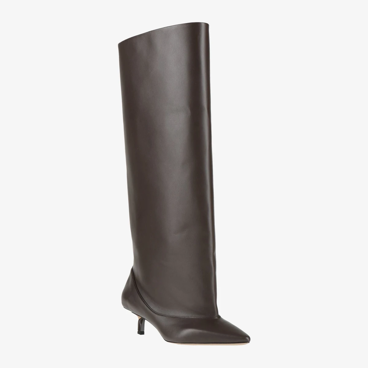Wide-Shaft Kitten-Heel Leather Boots view 2