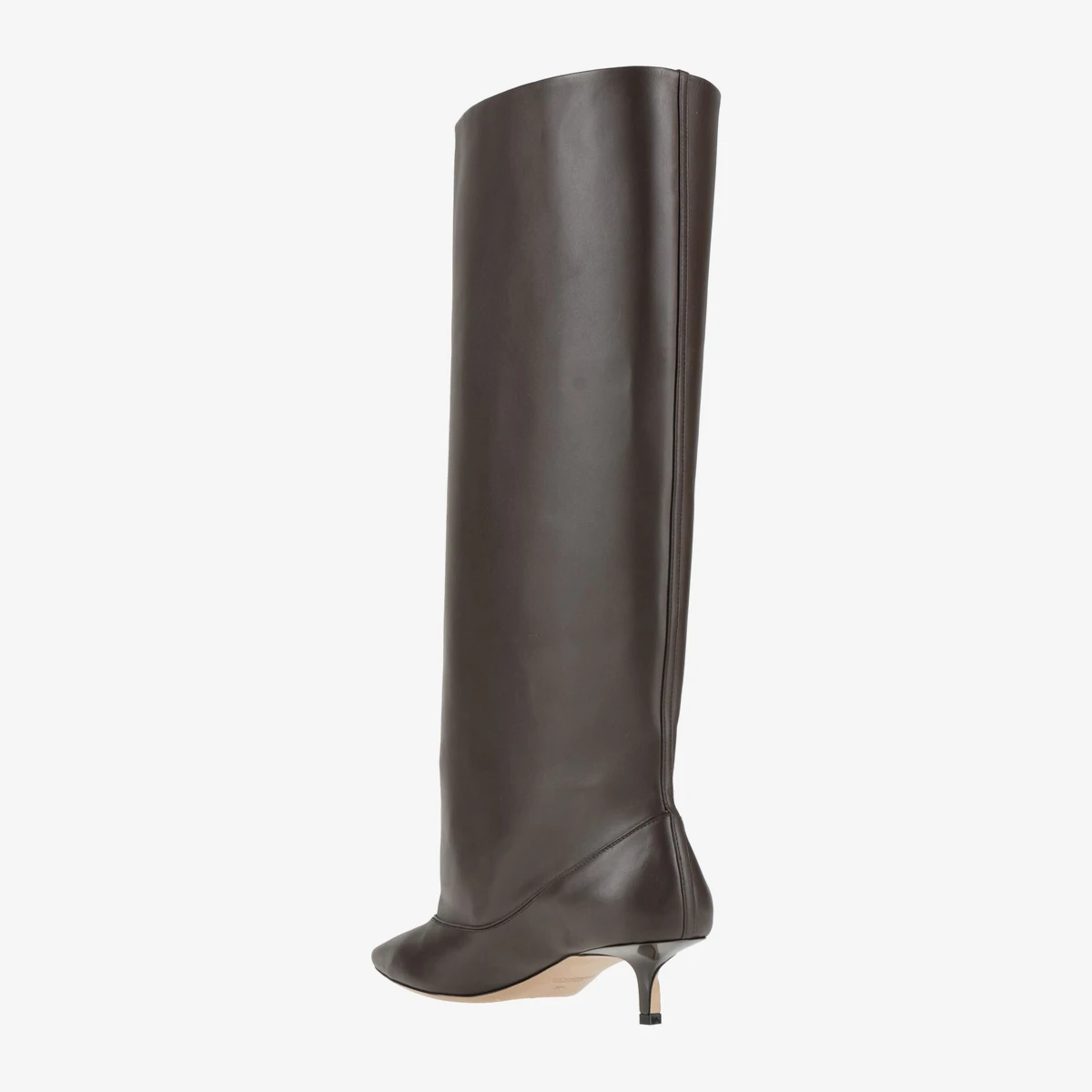 Wide-Shaft Kitten-Heel Leather Boots view 3