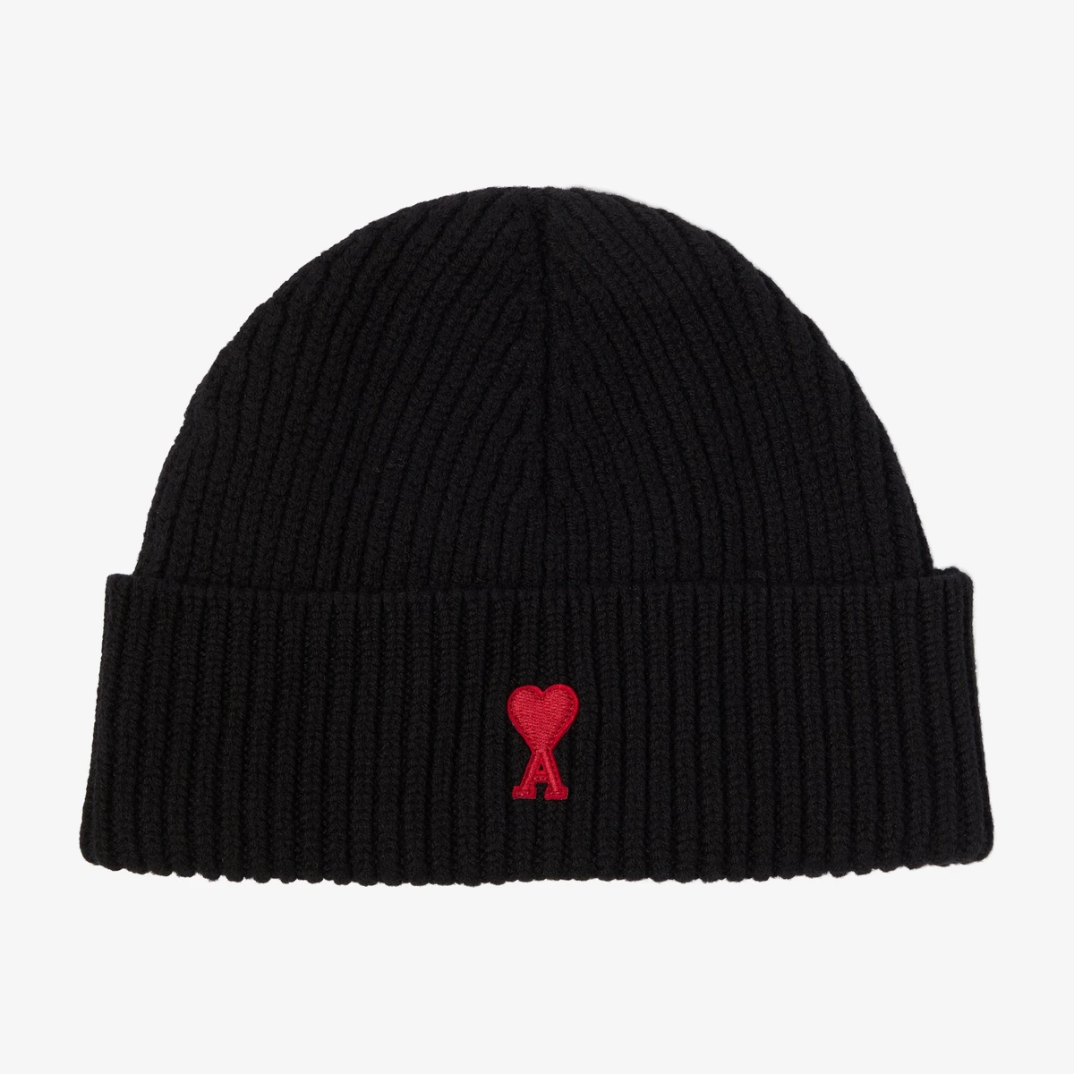 AMI Paris Ami de Coeur Virgin Wool Beanie in Black