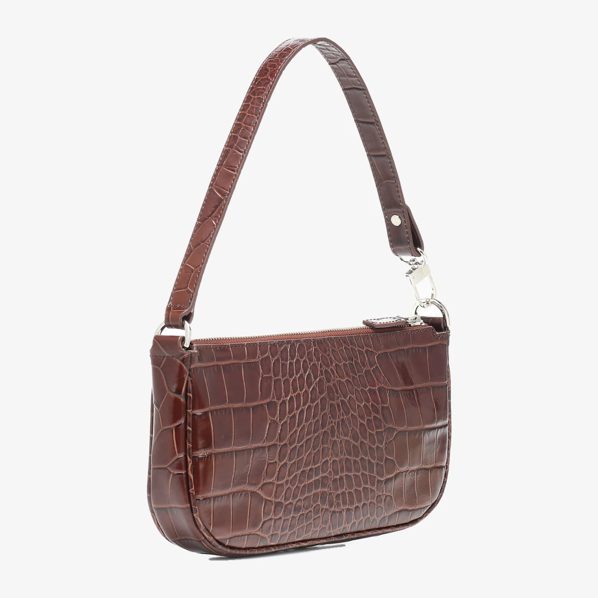 Rachel Croc-Embossed Leather Shoulder Bag ხედი 3