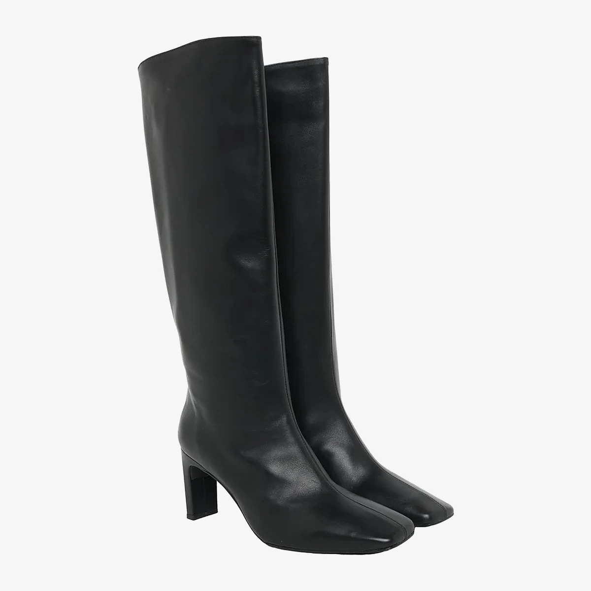 Alohas Isoble Square-Toe Knee-High Boots in Black