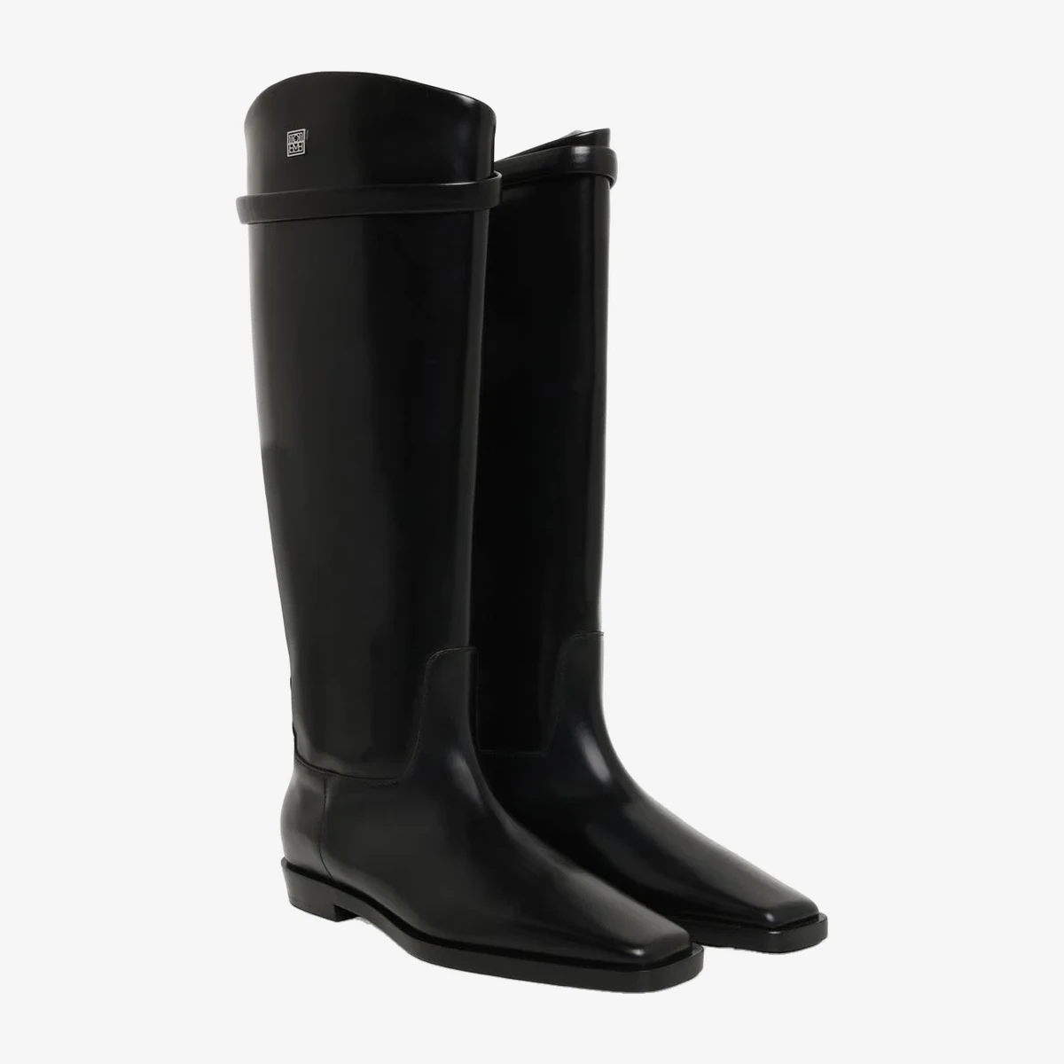 Toteme Strap Detail Riding Boots in Black