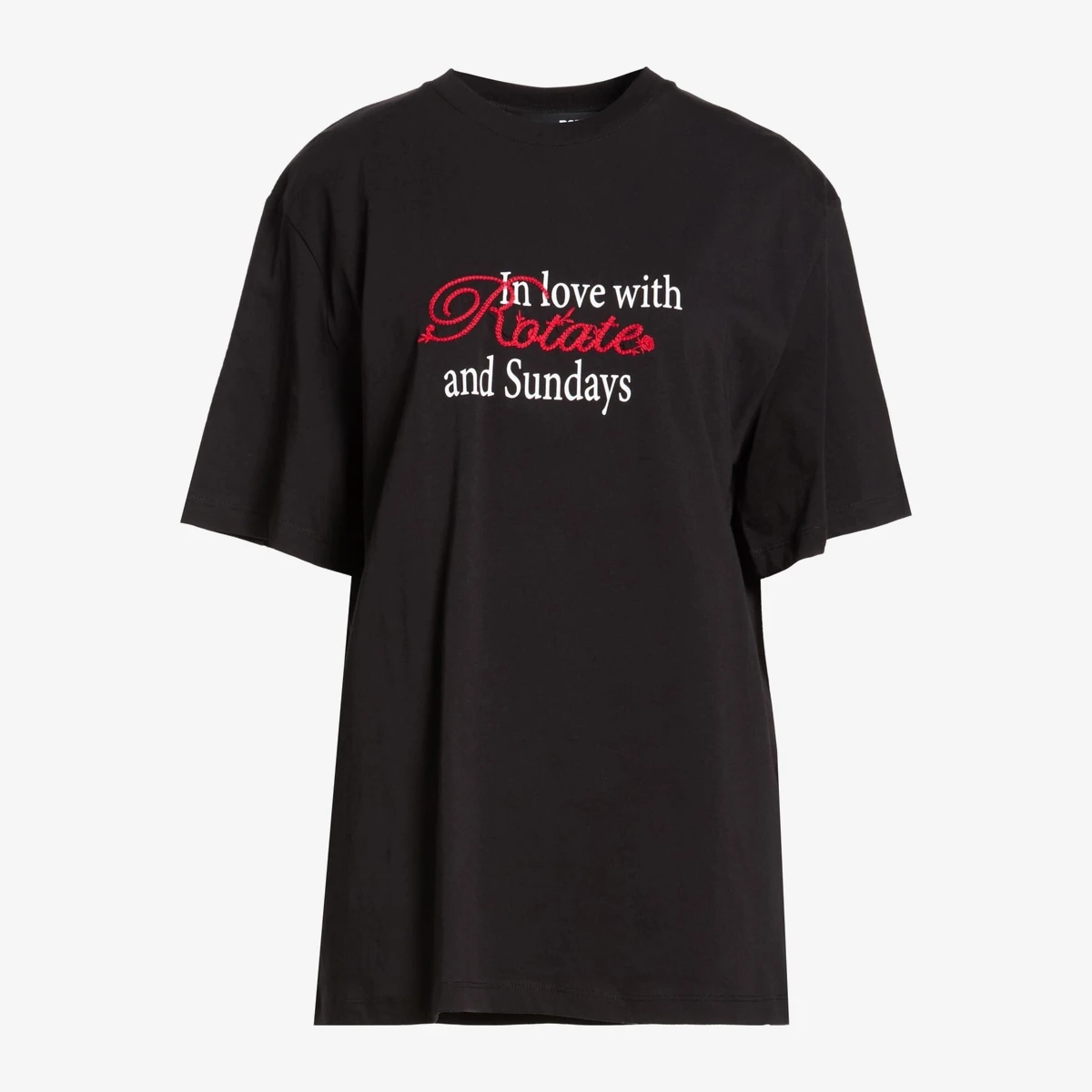 ROTATE BIRGER CHRISTENSEN Slogan Embroidered T-Shirt — შავი