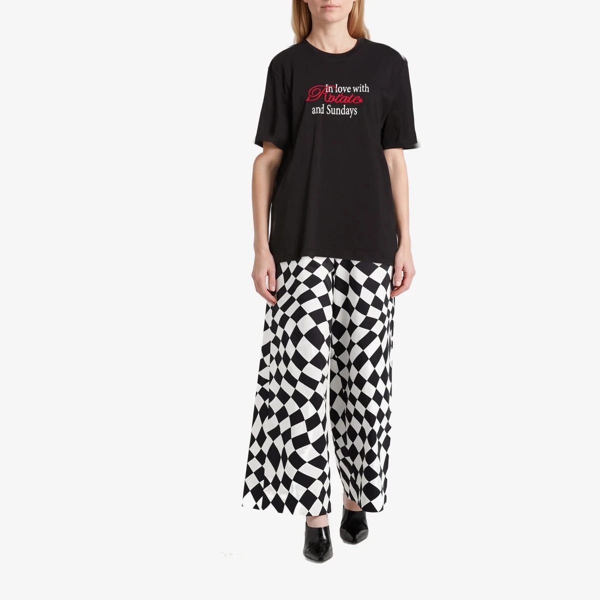 Slogan Embroidered T-Shirt ხედი 2