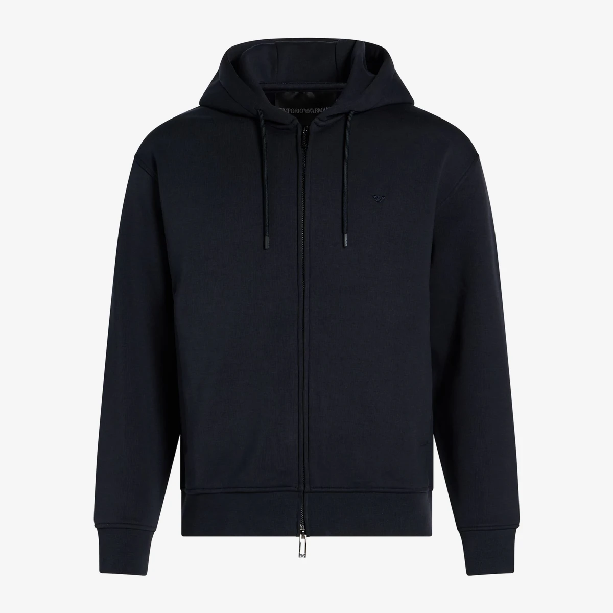 EMPORIO ARMANI Eagle Logo Zip-Up Hoodie in Navy