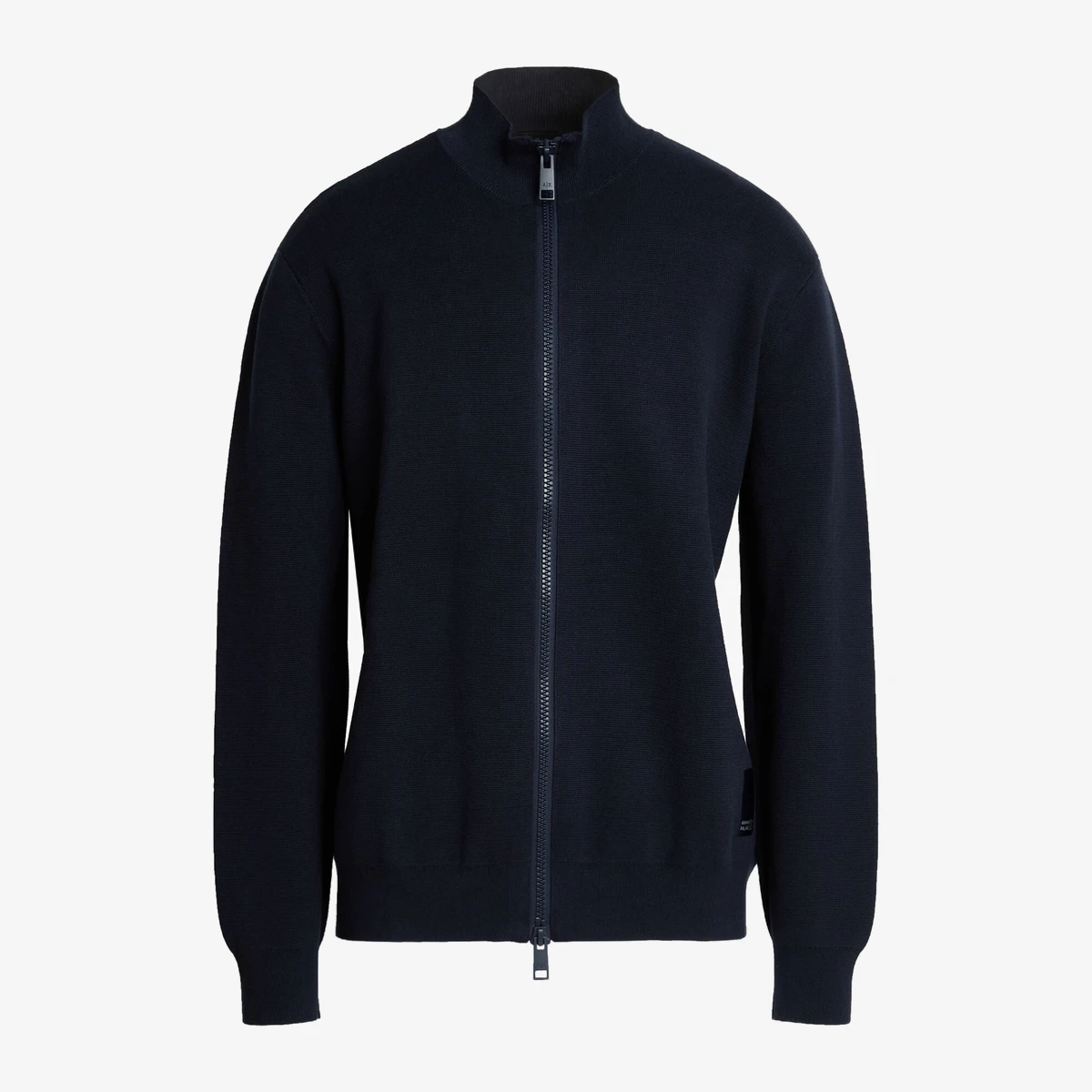 Armani Exchange Zip-Up Knit Sweater in Navy