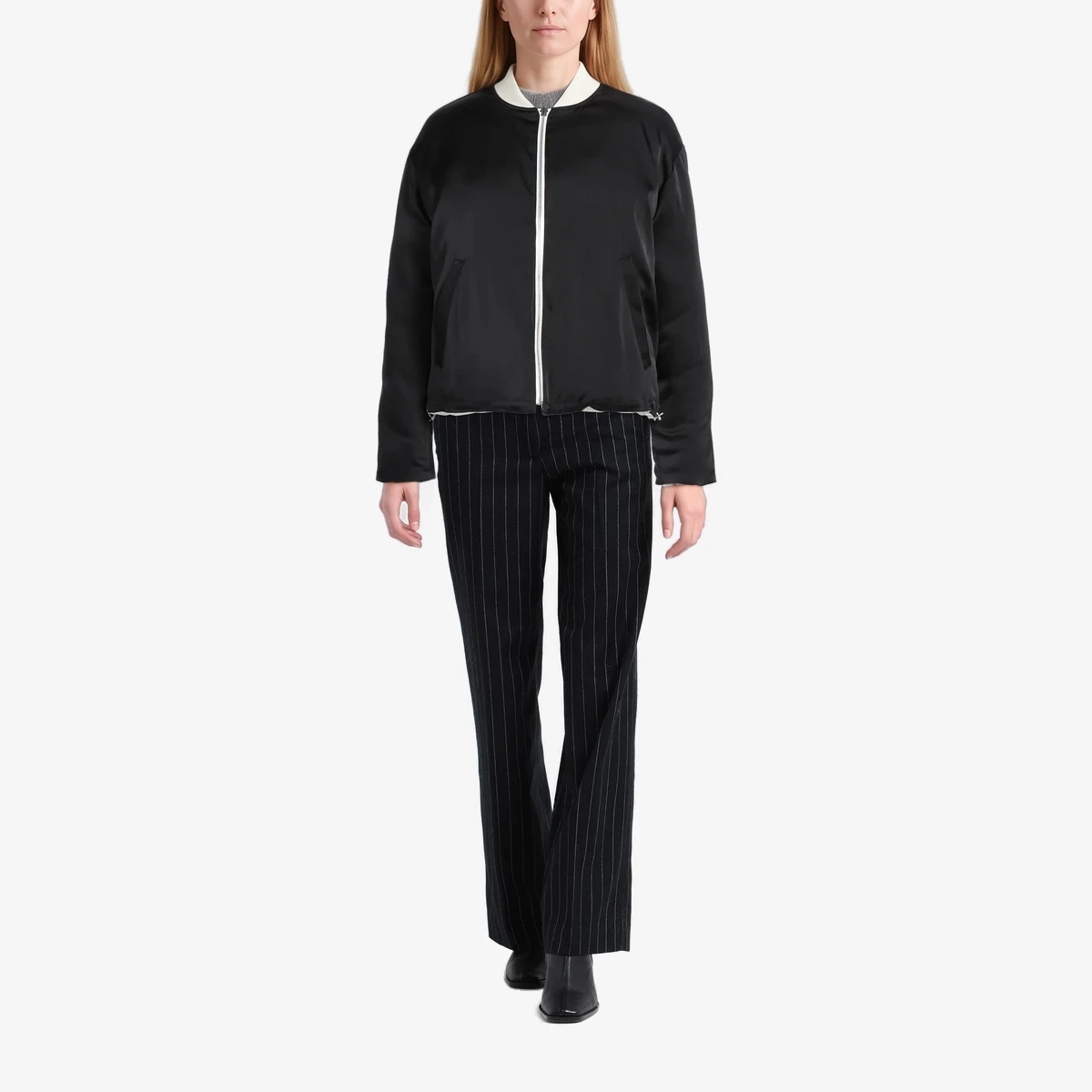 Reversible Satin Bomber Jacket ხედი 2