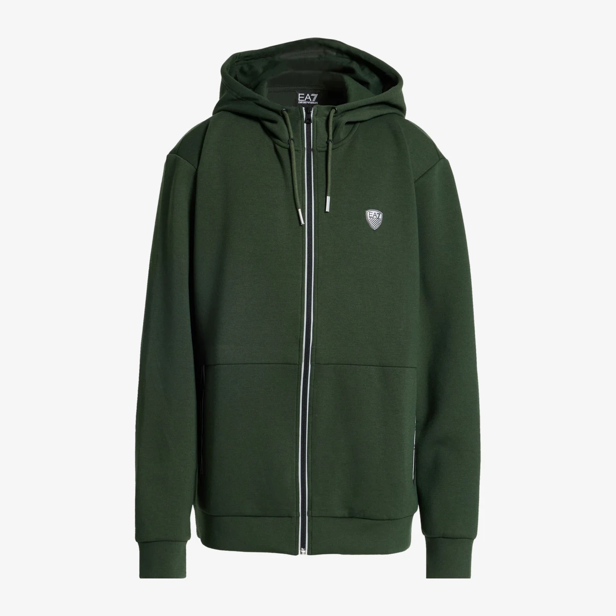 EA7 Shield Logo Zip-Up Hoodie in Green