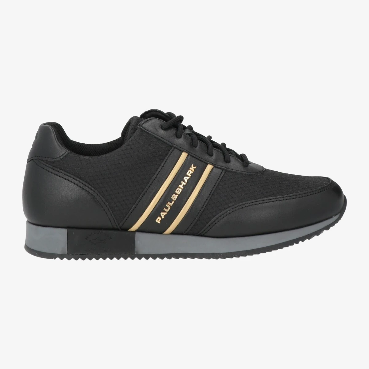 Paul & Shark Logo Stripe Running Sneakers in Black