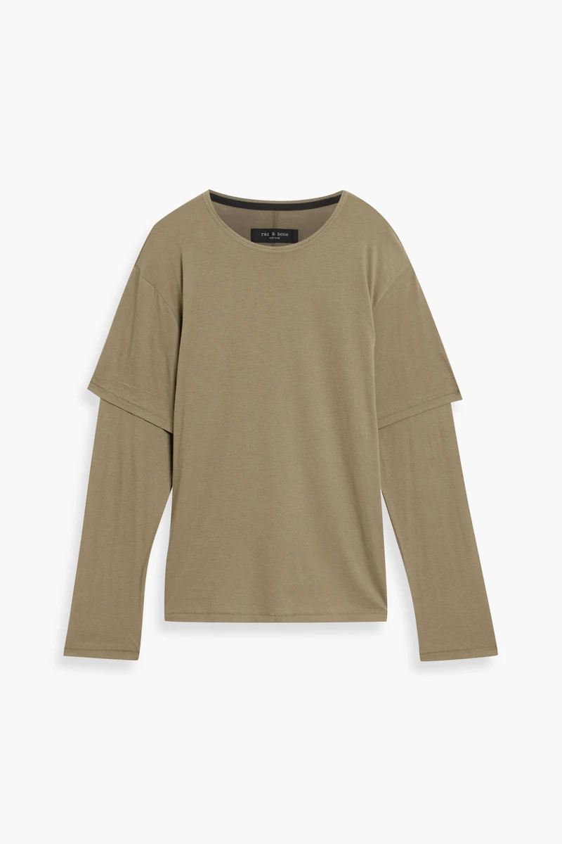 Rag & Bone Layered Pima Cotton-Jersey T-Shirt in Green
