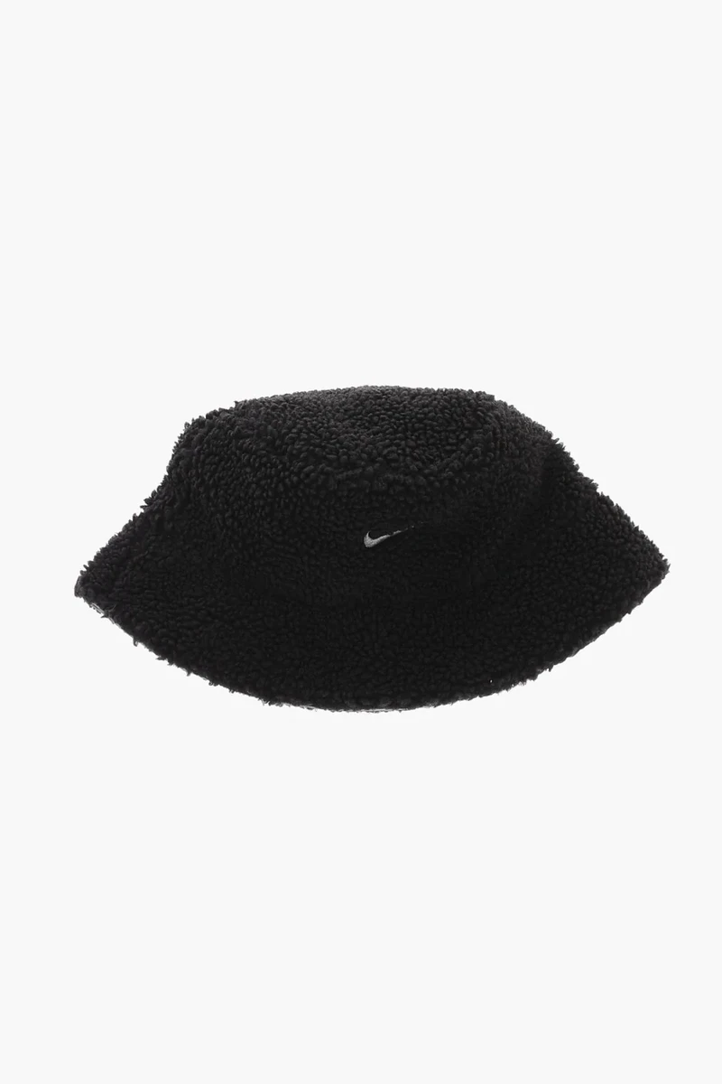 Nike Solid Faux-Fur Bucket Hat in Black