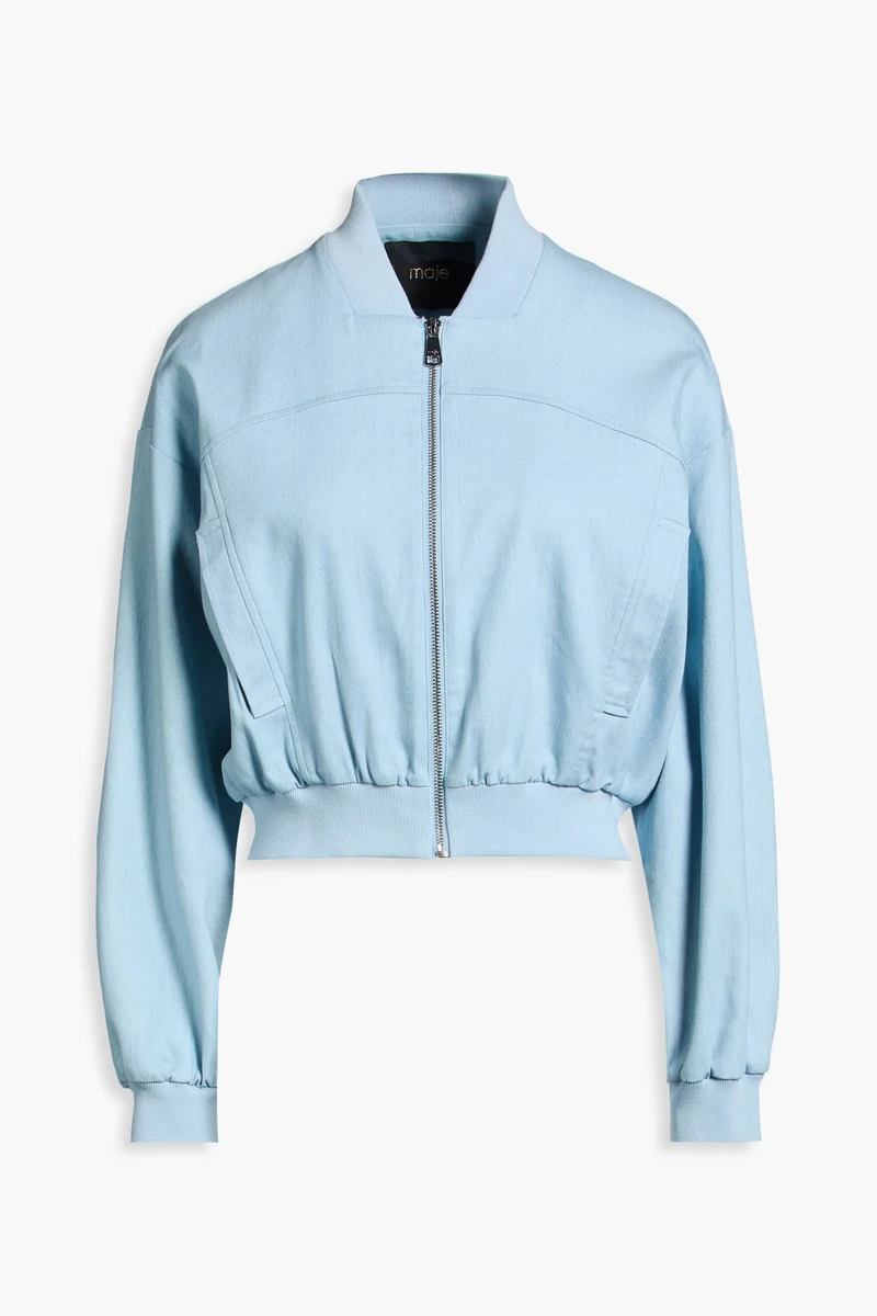 Faded Denim Bomber Jacket view 3