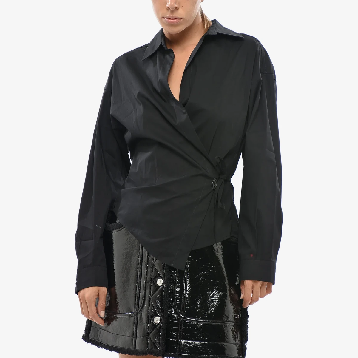 Diesel Wrap Shirt C-DELPHI in Solid Color in Black