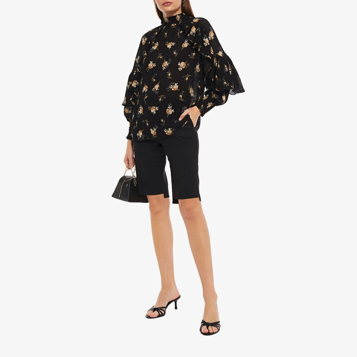 Ruffled Floral-Print Fil Coupé Woven Blouse view 2