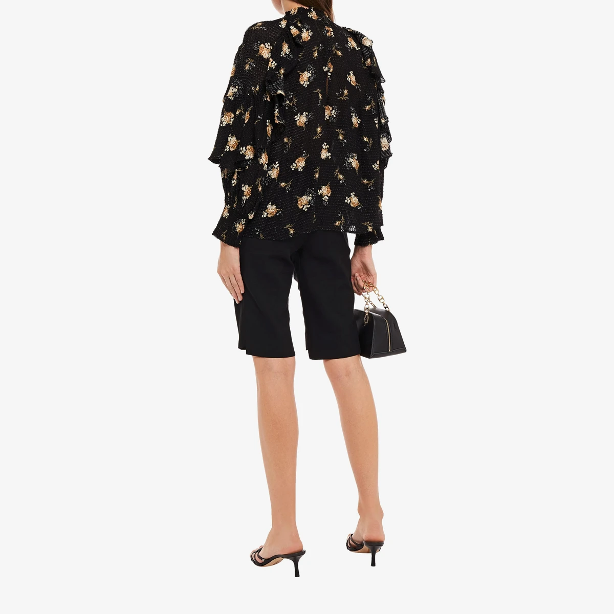 Ruffled Floral-Print Fil Coupé Woven Blouse view 3