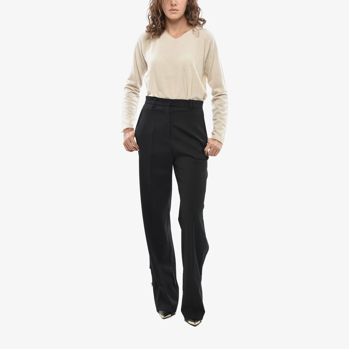Virgin Wool High-Waisted Trousers ASTOUIN view 3