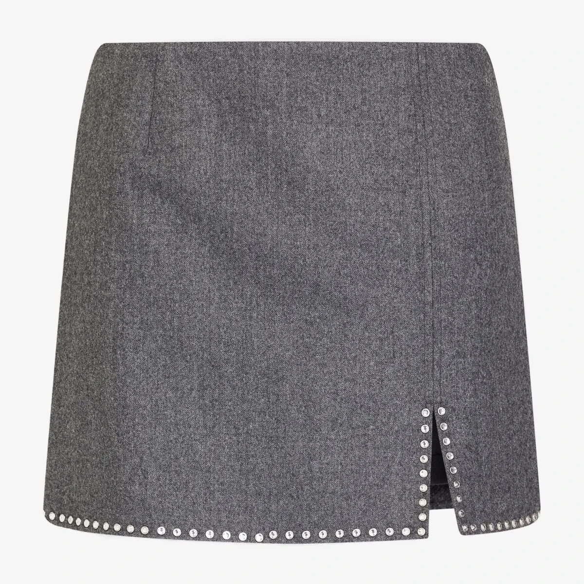 Sandro Crystal-Embellished Wool-Twill Mini Skirt in Grey