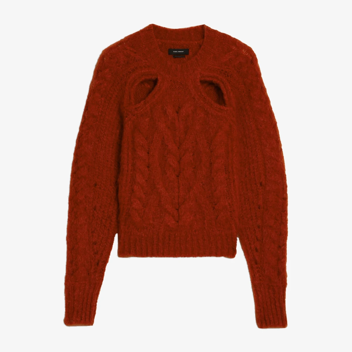 Isabel Marant Palima Cutout Cable-Knit Mohair-Blend Sweater in Orange