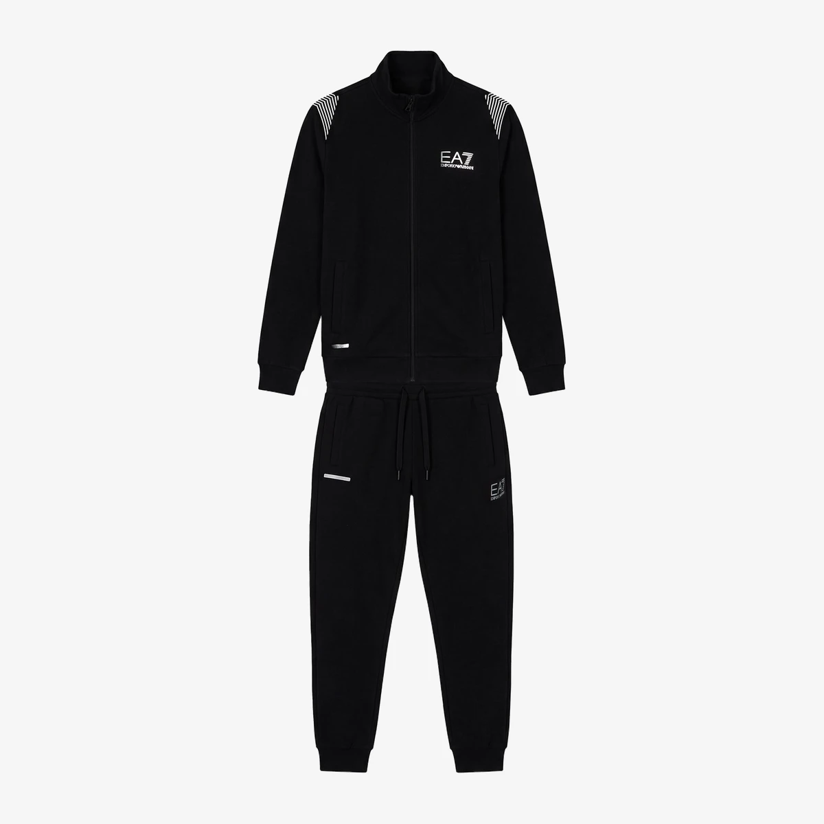 EA7 Logo Zip-Up Tracksuit in Black