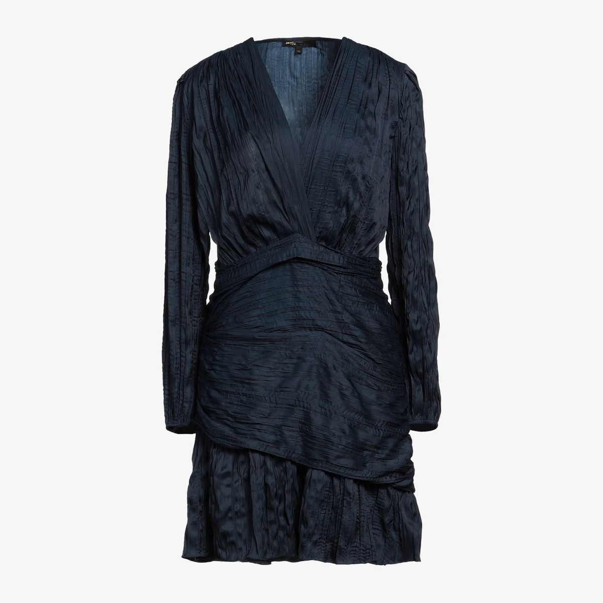 Maje Draped Satin Mini Dress in Navy