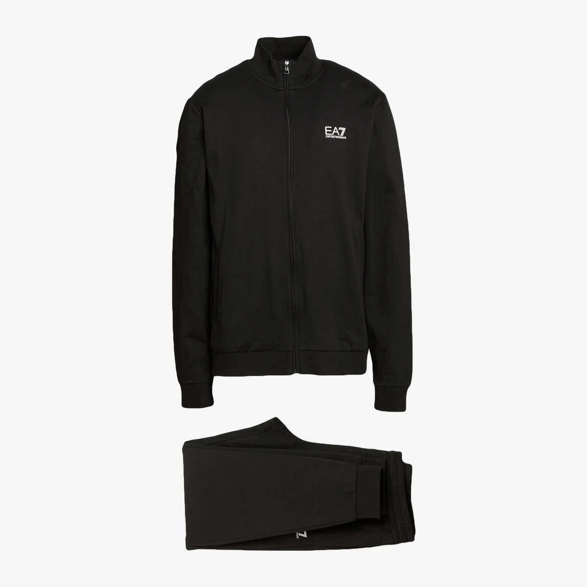 EA7 Logo Zip-Up Tracksuit in Black