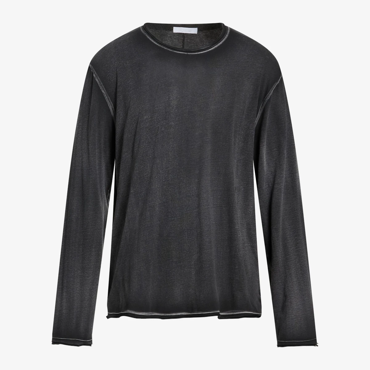 Helmut Lang Washed Raw-Edge Long-Sleeve T-Shirt in Charcoal