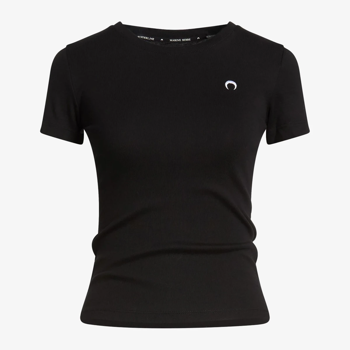 Marine Serre Crescent Moon Logo Rib T-Shirt in Black