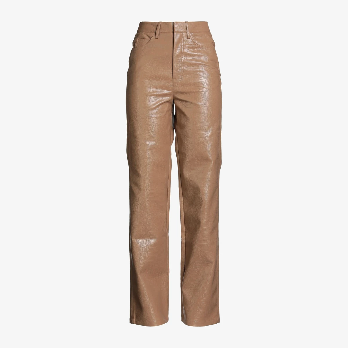ROTATE BIRGER CHRISTENSEN Croc-Embossed Straight-Leg Trousers — Светло-коричневый
