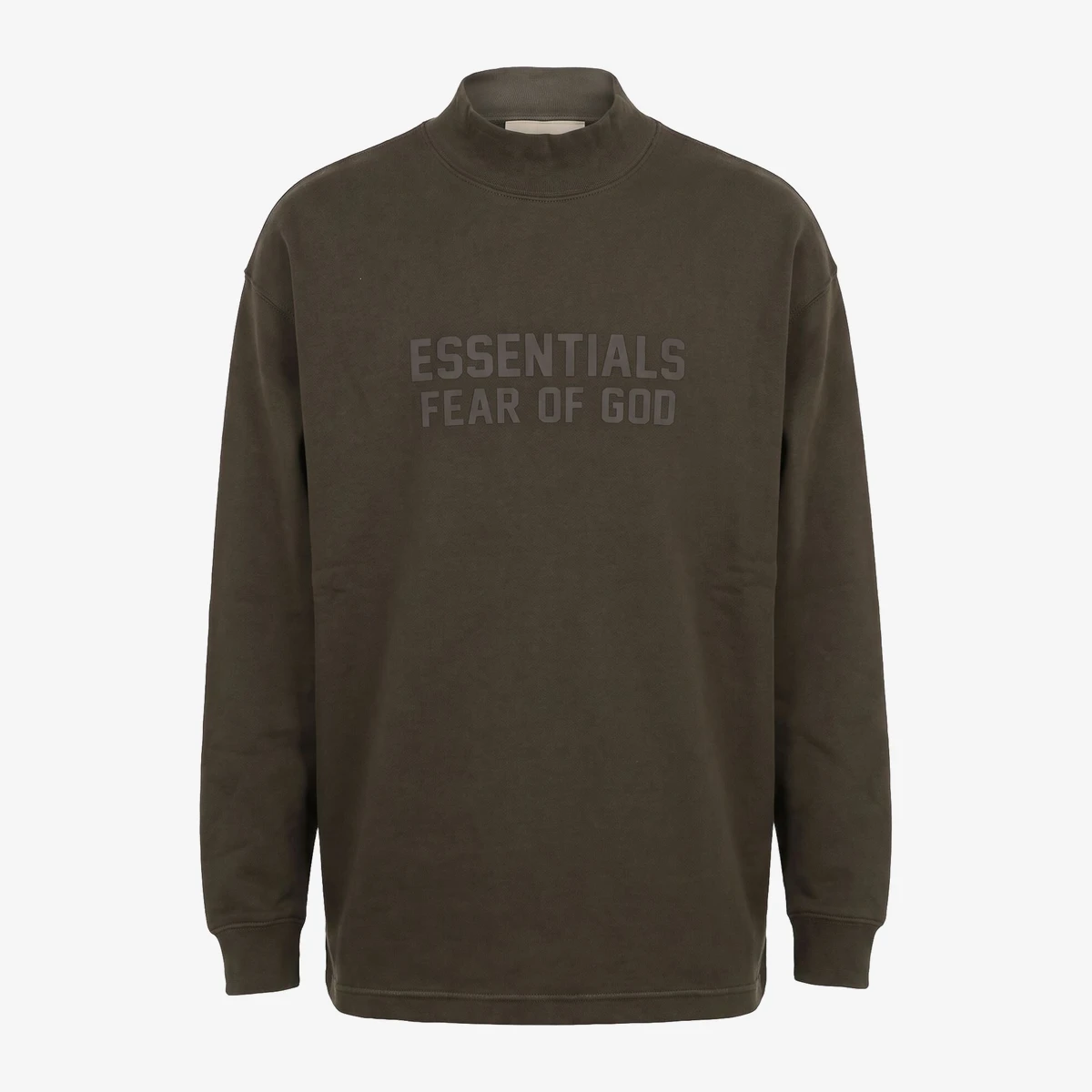 Fear of God Essentials Mock-Neck Logo Sweatshirt in Dark Brown
