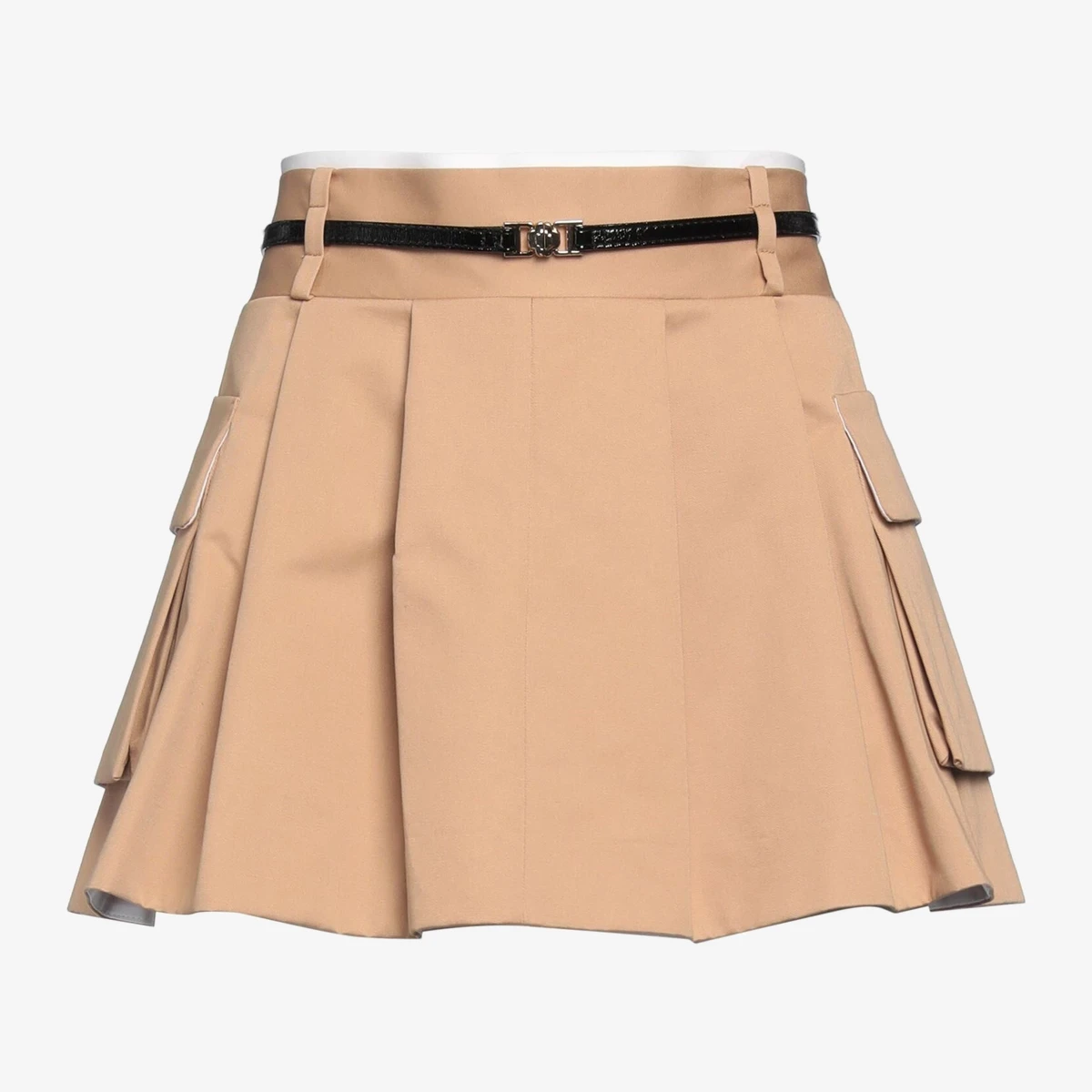 Maje Belted Pleated Cargo Mini Skirt in Tan